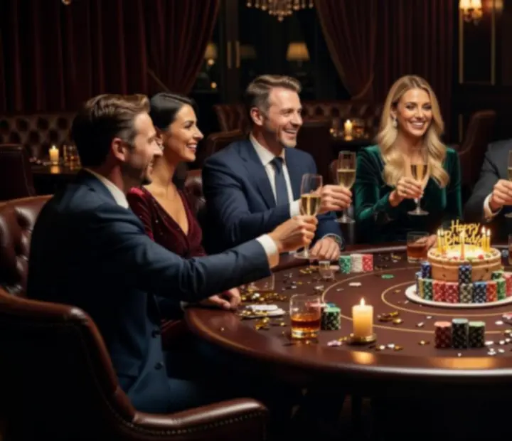 Detailní záběry z narozeninové akce s pokerovým večerem a elegantní gastronomií