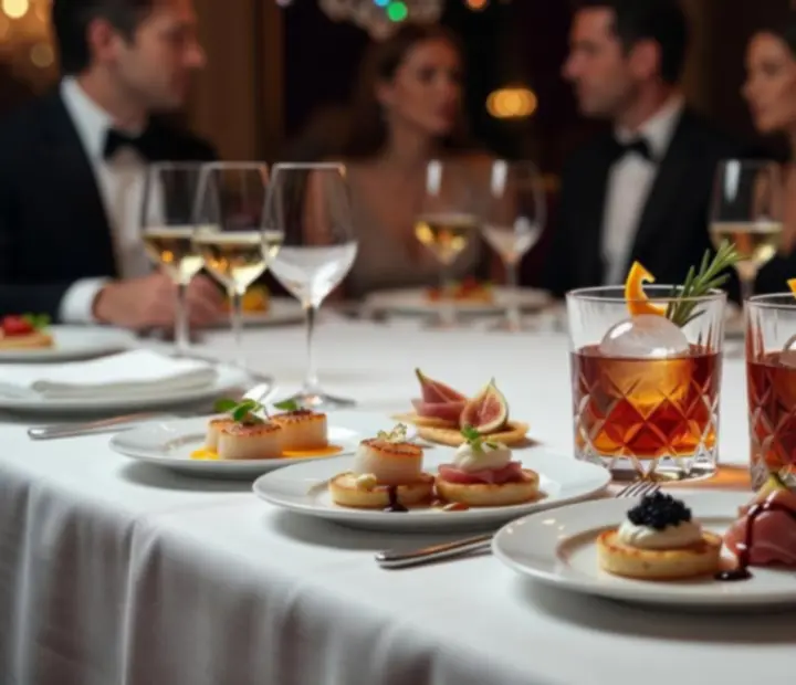 Gourmet catering a signature koktejly servírované během VIP pokerového večera