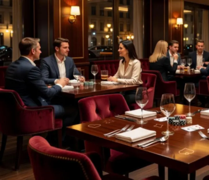 Luxusní restaurace připravená na společenský pokerový večer