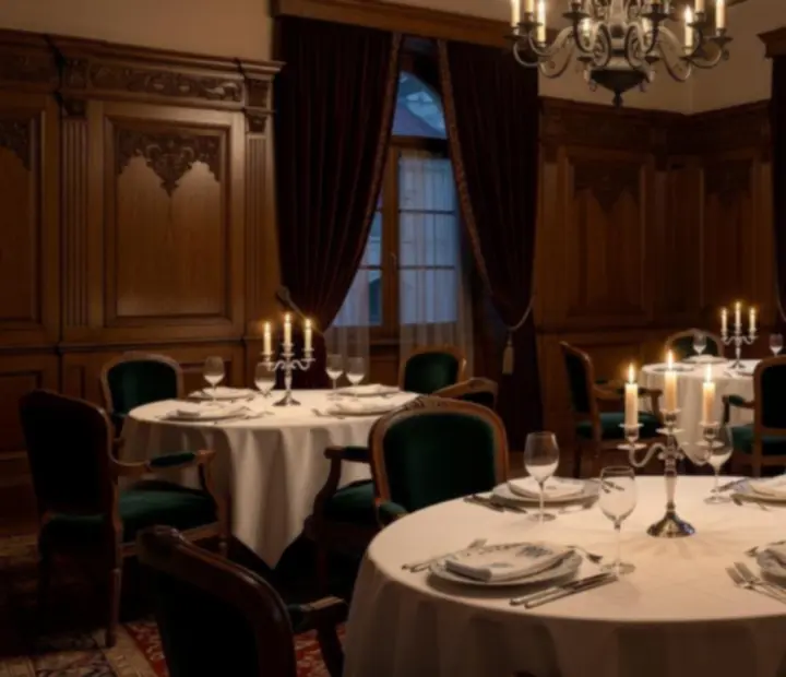 Luxusní privátní interiér restaurace připravený na pokerový večer