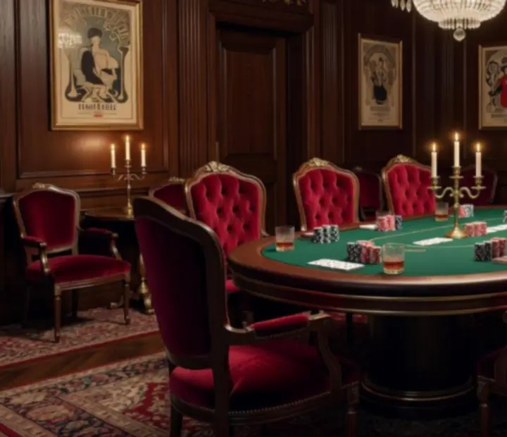 Soukromý VIP pokerový večer v elegantní restauraci se slavnostně prostřenými stoly