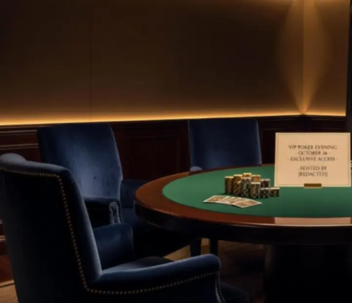 Intimní VIP pokerový večer v soukromém salonku s luxusní výzdobou.